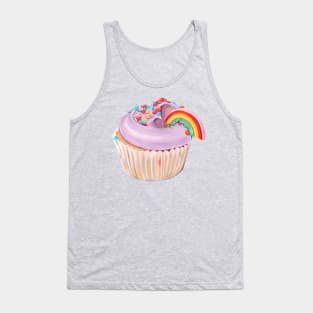 Pink Pastel Rainbow Cupcake Tank Top